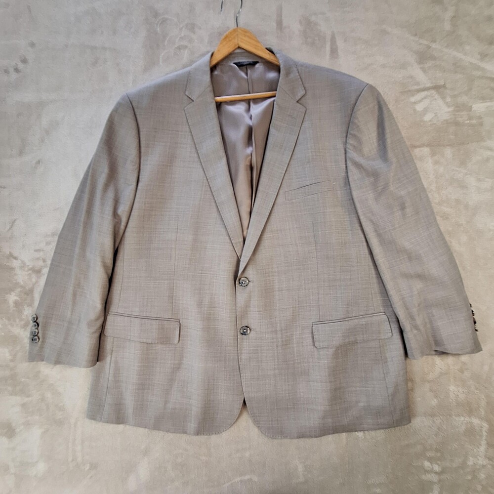 Camiloni Suit Jacket Mens 54 Regular Beige Wool Cashmere Check Double Vent 2 Btn